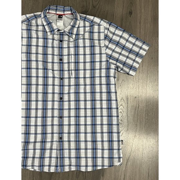 The North Face Button Down Short Sleeve Plaid Shirt Large Vented - Picture 2 of 9
